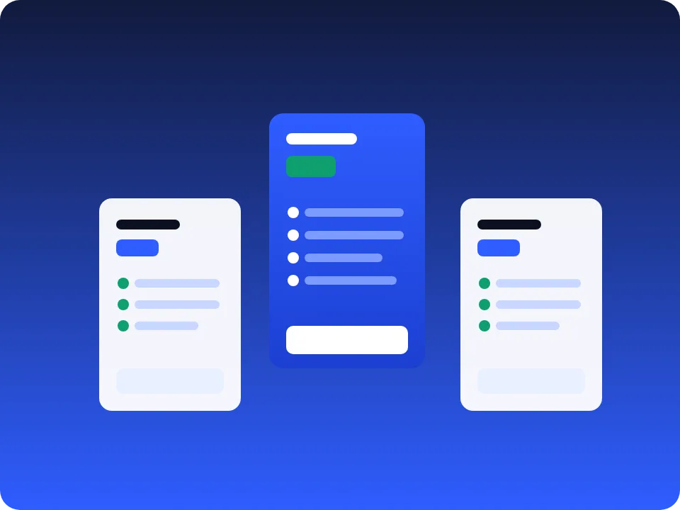 Illustration of three subscription plan tiers with checkmarks, representing SUBIPT's clear plan structure
